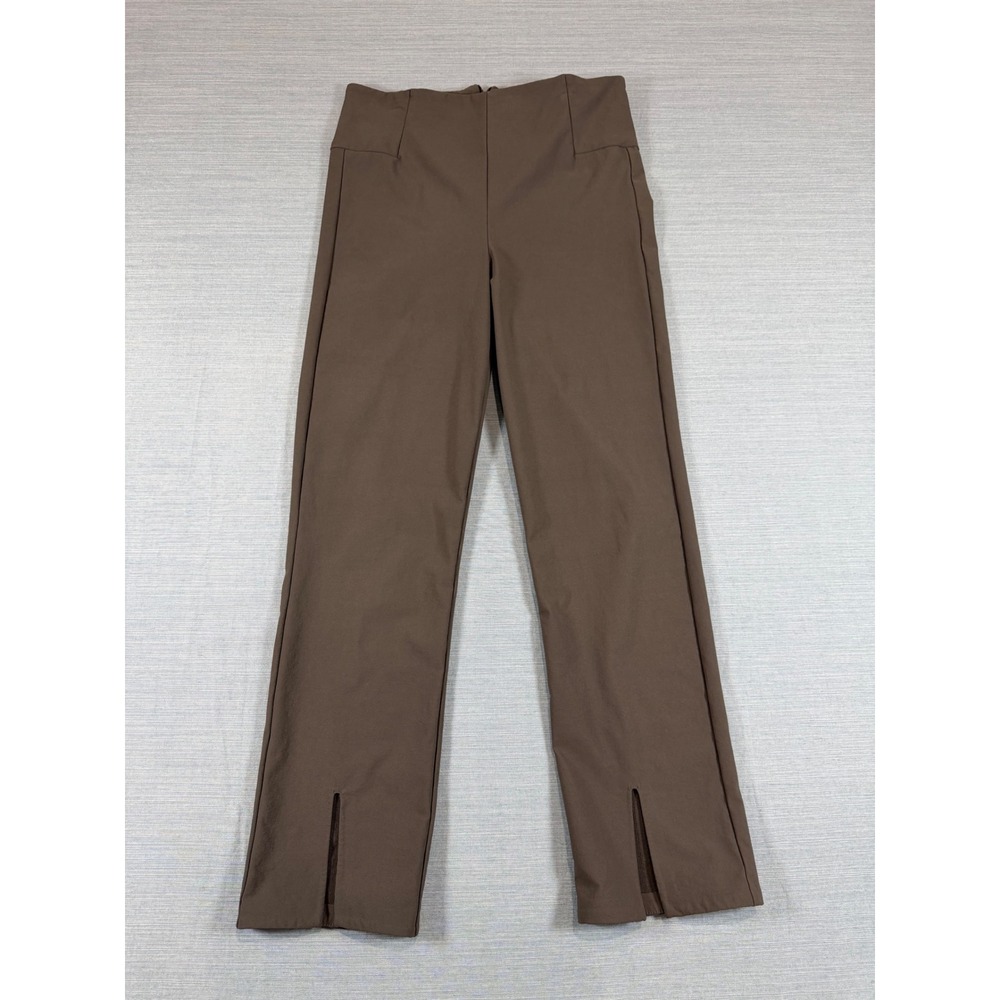 Athleta‎ Womens Brown High Rise Straight Leg Front Slit Ankle Pants Size 8